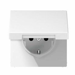 Base enchufe schuko con tapa completa en blanco alpino Jung LS 990. Ref: LS1521KIKLWW
