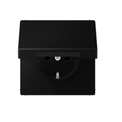 Base enchufe schuko con tapa completa en negro mate Jung LS 990. Ref: LS1521KIKLSWM