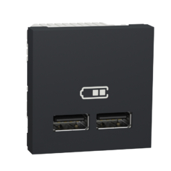 Cargador doble USB New Unica Studio Antracita NU341854 Schneider