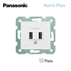 Cargador doble USB Panasonic Karre Plus plata WKTT02312SL