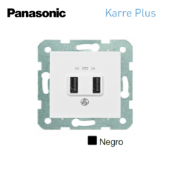 Cargador doble USB Panasonic Karre Plus negro WKTT02312BL
