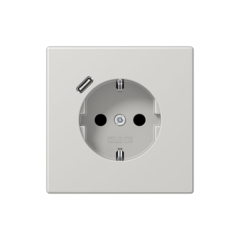 Enchufe Schuko con cargador USB tipo C en gris claro jung LS 990. Ref: LS1520-18CLG