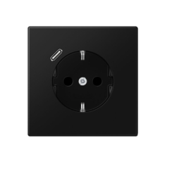 Enchufe Schuko con cargador USB tipo C en negro mate jung LS 990. Ref: LS1520-18CSWM