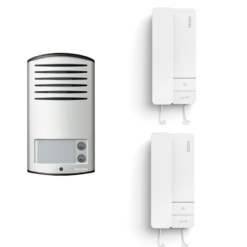 Kit de audio para 2 viviendas con 2 hilos, placa LÍNEA 2000 y un teléfono SERIE 8 ref: 378162