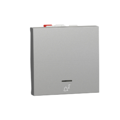 Pulsador Ancho símbolo de campana con luminoso New Unica Studio Aluminio NU320630CN Schneider