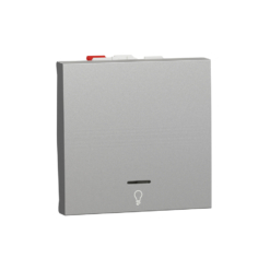 Pulsador Ancho símbolo de luz con luminoso New Unica Studio Aluminio NU320630LN Schneider