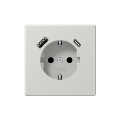 Enchufe Schuko con cargador USB tipo C y A en aluminio jung LS 990. Ref: AL1520-15CA-L