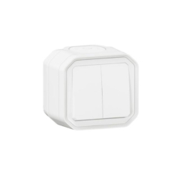 Conmutador doble monobloc de superficie 10AX Legrand Plexo Blanco